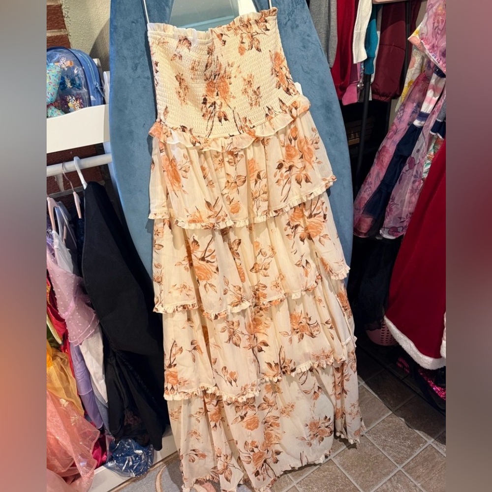 Altar'd State Cream Floral Smocked Dress